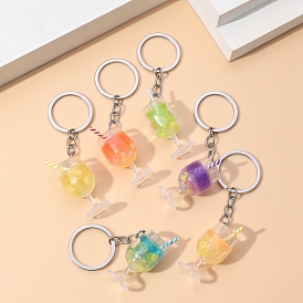 Luminous Acrylic Pendants Keychain, with Metal, Standing Cup