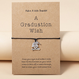 Graduation Gift: Handmade Braided Bracelet with Bachelor Cap Charm for Alloy Graduates