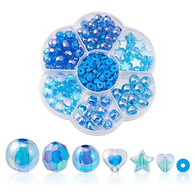 Kit de recherche de fabrication de bijoux en perles de bricolage, y compris coeur et étoile et perles rondes en acrylique et en argile polymère
