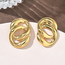 304 серьги-гвоздики из нержавеющей стали для женщин, два круга, ионное покрытие (ip)