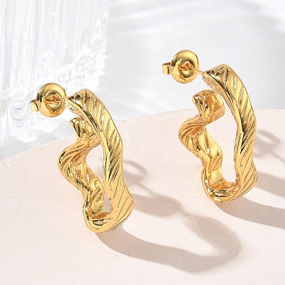 304 серьги-гвоздики из нержавеющей стали для женщин, серьги-кольца, ионное покрытие (ip)