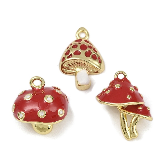 Латунь эмаль подвески, грибное очарование, долговечный, без кадмия и без свинца, стойки покрытие, реальный 18 k позолоченный