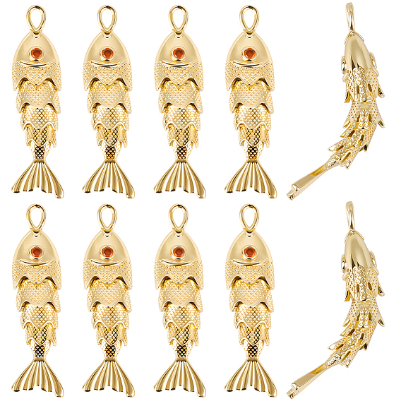 10 кулоны из латуни с прозрачным кубическим цирконием, рыбы прелести