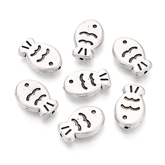 Сплавочные овальные бусины тибетского стиля , рыба