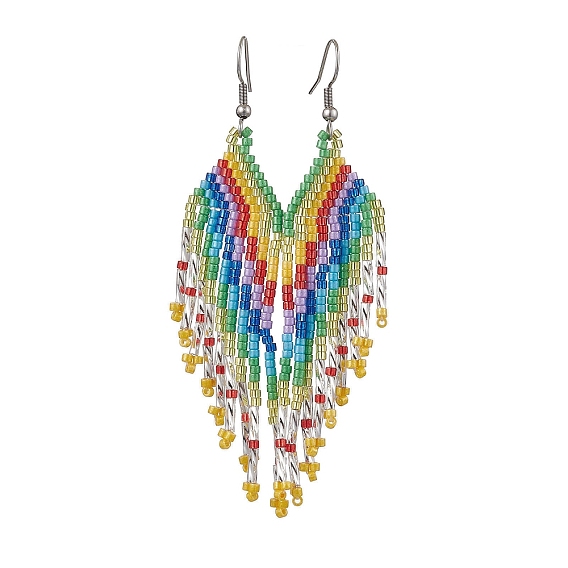 Бохо 304 нержавеющая сталь со стеклянной подвеской-серьгой, сердце