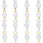 16Pcs 4 Styles June Birthstone Natural Rainbow Moonstone Pendant and Connector Charms, Round, with Brass Findings, Platinum & Golden