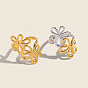 304 Stainless Steel Cuff Open Rings for Women, Flower