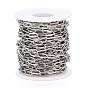 304 Stainless Steel Paperclip Chains, Drawn Elongated Cable Chains, with Spool, Soldered