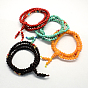 3-Loop Wrap Buddha Meditation Yellow Jade Beaded Bracelets, Buddhist Necklaces, 520x5mm, 108pcs/strand, about 20.4 inch 