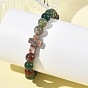 8.5MM Natural Gemstone Round Beaded Stretch Bracelets, Stone Religion Cross Bracelets