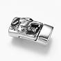 304 Stainless Steel Magnetic Clasps with Glue-in Ends, Rectangle with Tiger Head