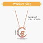 S925 Sterling Silver Cable Chain Necklaces, Micro Pave Clear Cubic Zirconia Chinese Zodiac Signs on the Moon 2-Loop Pendant Necklace for Women