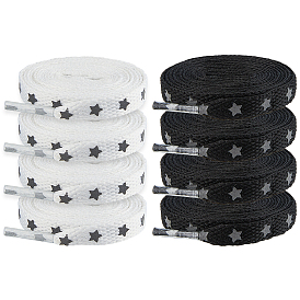 4 пары 2 цветные полиэстеровые шнурки со звездным узором, для обувной фурнитуры