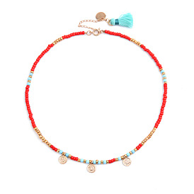 Bohemian Tassel Choker Necklace - Handmade Colorful Miyuki Beads for Women