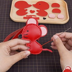 DIY Leather Mouse Pendant Keychain Making Kits