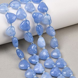 Бусины из натурального белого нефрита, сердце, Топ пробуренной, с бисером, окрашенные