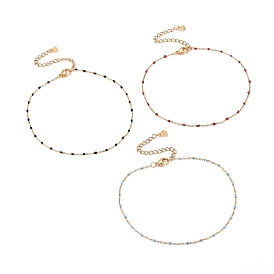 Enamel Anklets Making, with 304 Stainless Steel Beaded Chain & Lobster Claw Clasps & Chain Extenders & Charms