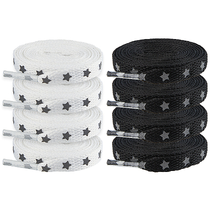 4 пары 2 цветные полиэстеровые шнурки со звездным узором, для обувной фурнитуры