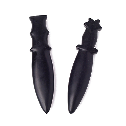 Aus natürlichem Obsidian geschnitzte Dolchstatue, Reiki-Stein für die Feng-Shui-Dekoration im Home-Office-Schreibtisch