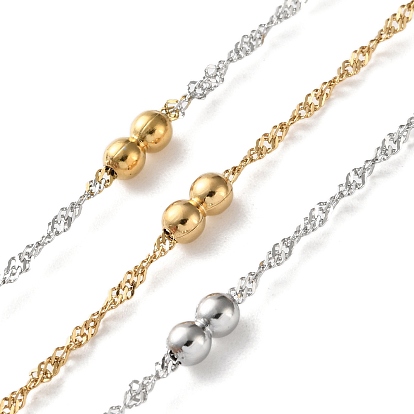 304 цепи из нержавеющей стали с бусинами, ионное покрытие (ip), пайки, с катушкой