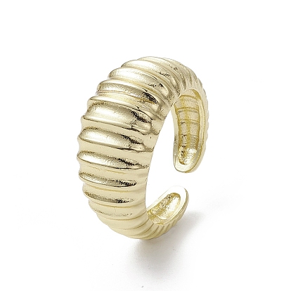 Rack Plating Brass Open Cuff Ring, Cadmium Free & Nickel Free & Lead Free, Croissant