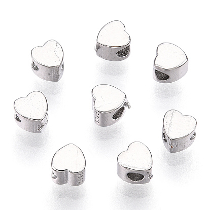 925 Sterling Silver Beads, Heart, Nickel Free, with S925 Stamp
