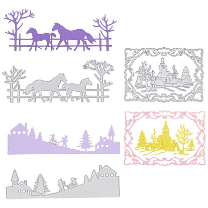 Scenery Frame Carbon Steel Cutting Dies Stencils, for DIY Scrapbooking/Photo Album, Decorative Embossing DIY Paper Card