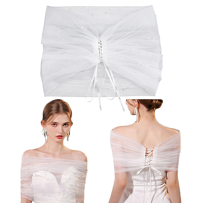 Полиэстеровые шали, с пластиковой жемчужины, свадебные аксессуары для невесты