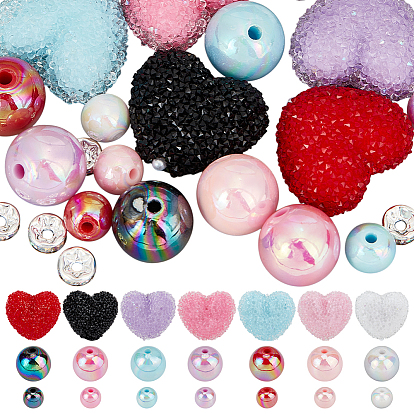 Наборы для изготовления ювелирных изделий своими руками, включая круглые акриловые бусины, латунные бусины-разделители в форме сердца со стразами