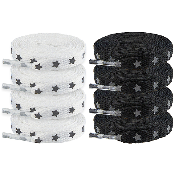 4 пары 2 цветные полиэстеровые шнурки со звездным узором, для обувной фурнитуры