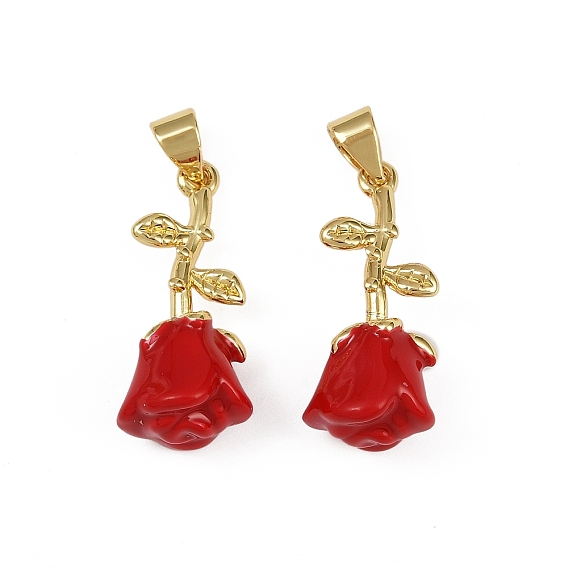 Латунные подвески, без кадмия, без никеля и без свинца, с эмалью, выросли прелести, реальный 18 k позолоченный