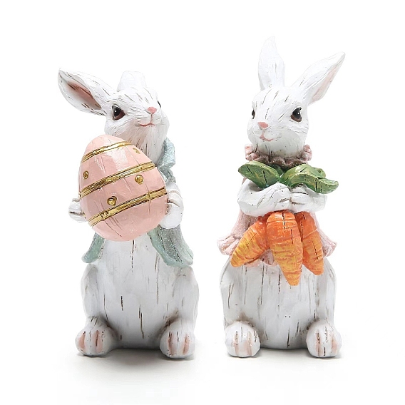 Easter Resin Rabbit Figurine Display Decorations, for Car Home Office Ornament