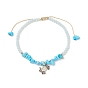 Ocean Theme Synthetic Turquoise Anklets Set, with Glass Beads and Tibetan Style Zinc Alloy Charms