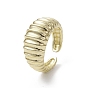 Rack Plating Brass Open Cuff Ring, Cadmium Free & Nickel Free & Lead Free, Croissant