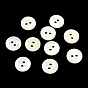 Natural Shell Buttons, 2-Hole Flat Round Buttons with Vintage Rimmed