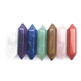 Chakra Reiki Meditation Natural Gemstone Home Display Decoration, Healing Stone Wands, for Reiki Chakra Meditation Therapy Decos, Hexagonal Bullet Shaped