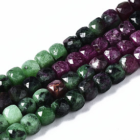 Natural Ruby in Zoisite Beads Strands, Cube, Faceted