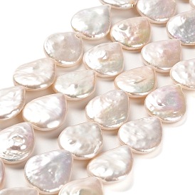 Natural Baroque Pearl Keshi Pearl Beads Strands, Cultured Freshwater Pearl, Teardrop, Grade 7A+