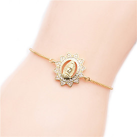 Adjustable Copper Bracelet with Zirconia Stones for Women - Valentine's Day Gift
