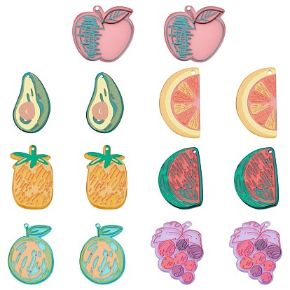 14Pcs 7 Styles Translucent Acrylic Pendants, 3D Printed, Mixed Shapes