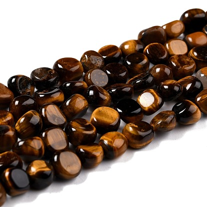 Natural Tiger Eye Beads Strands, Nuggets, Tumbled Stone