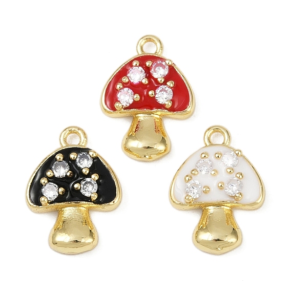 Латунные микро проложить кубического циркония подвески, с эмалью, гриб, без свинца и без кадмия, долговечный, стойки покрытие, реальный 18 k позолоченный