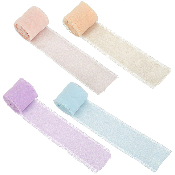 4шт. 4 цвета полиэфирные ленты, с необработанным краем, аксессуары для одежды