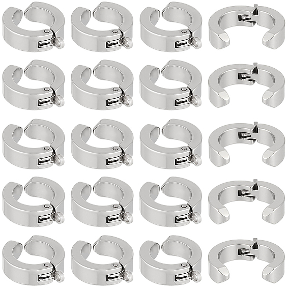 20pcs 304 boucles d'oreilles créoles en acier inoxydable, avec boucle