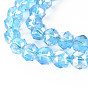 Transparent Electroplate Glass Beads Strands, AB Color Plated, Faceted Round