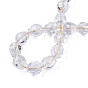 Transparent Crackle Glass Beads Strands, Faceted, Teardrop