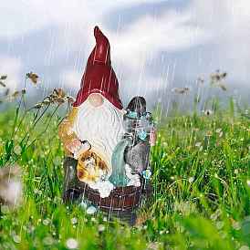 Resin Gnome/Cat Statue with Solar Powered Lawn Light, for Home Patio Yard Lawn Decorations