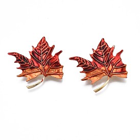 Maple Leaf Enamel Pin, Alloy Brooch for Backpack Clothes, Nickel Free & Lead Free, Light Golden
