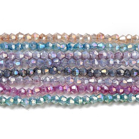 Baking Painted Transparent Glass Beads Strands, Imitation Opalite, AB Color, Faceted, Bicone