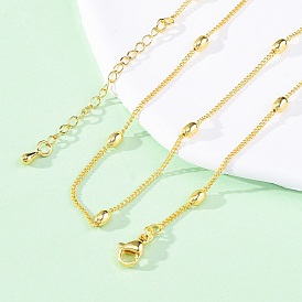 Латунные спутниковые цепочки ожерелья для женщин, 304 из нержавеющей стали застежкой омар, стойки покрытие, без свинца и без кадмия, долговечный